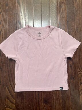 Under Armour Dusty Pink Ribbed Crop Tee